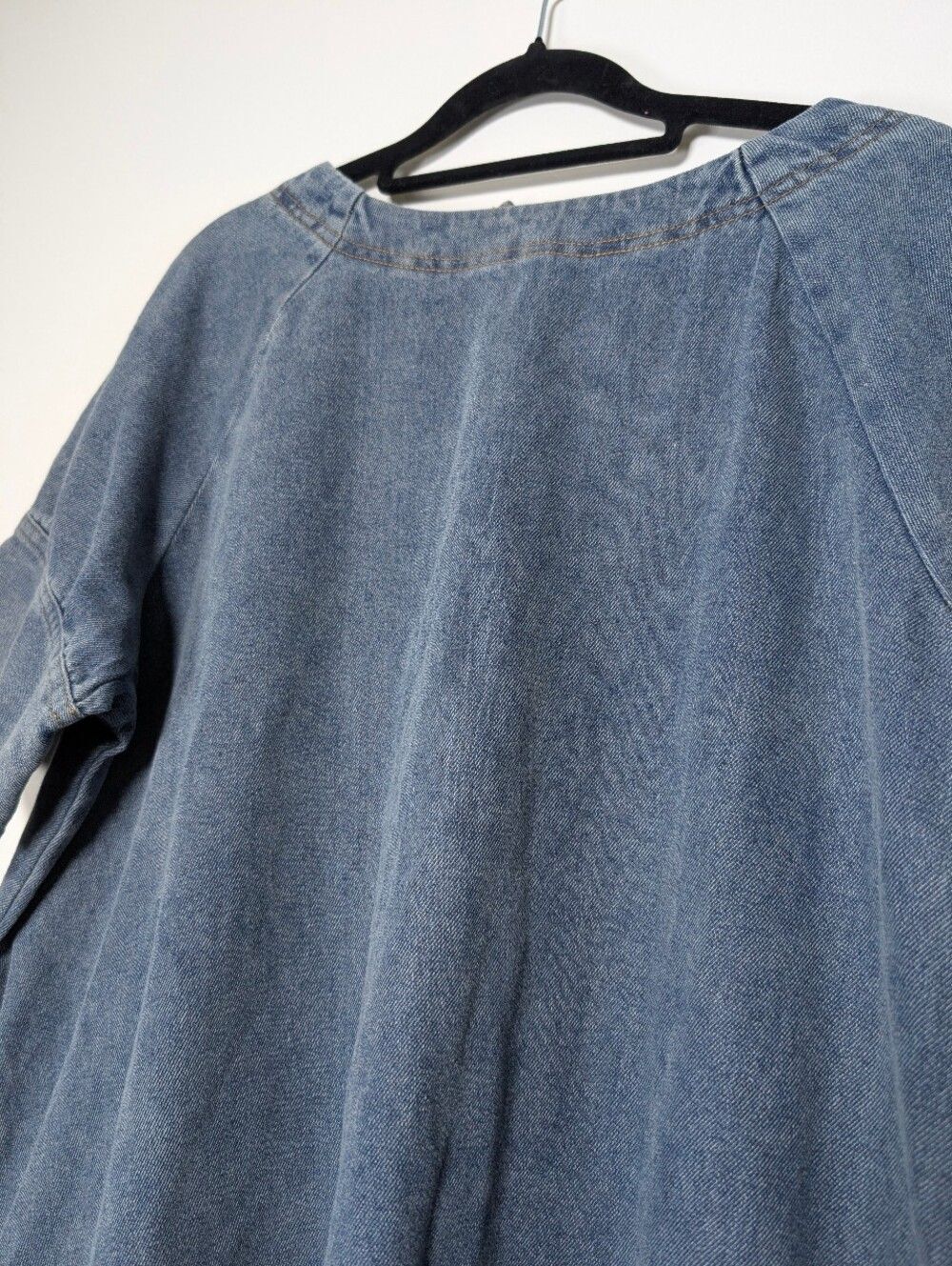 Porridge Denim Shift Dress Small Blue Relaxed A-Line Pocket Casual Boho Coastal - Picture 5 of 11